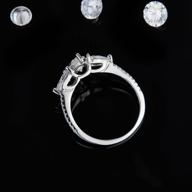 马眼Women's RingS925银镀白金定制选款主石Moissanite1.0ct/副石高碳钻