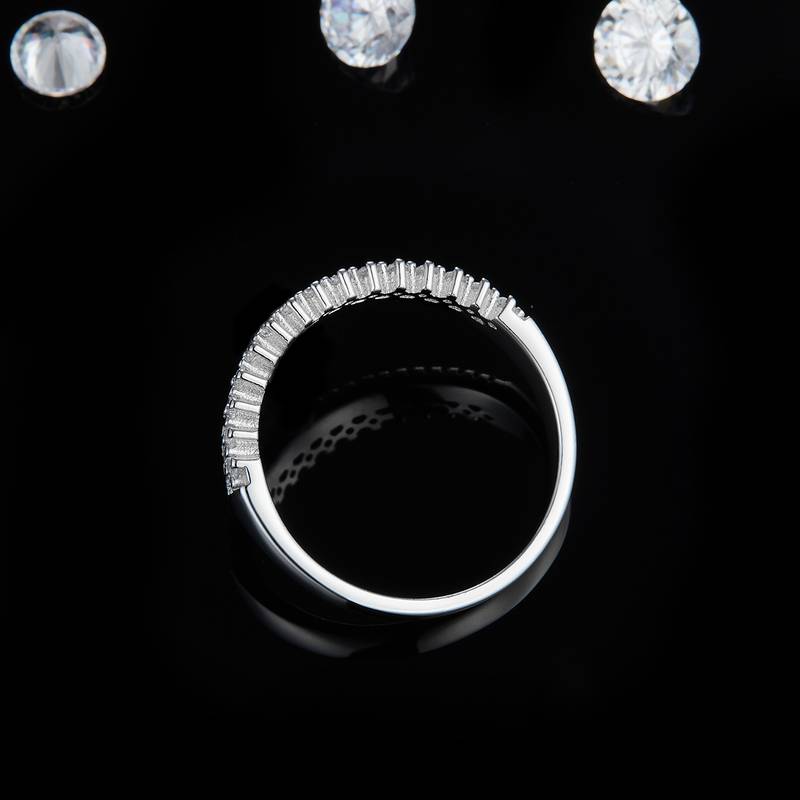 排戒S925银镀白金Women's Ring定制选款副石Moissanite0.4ct