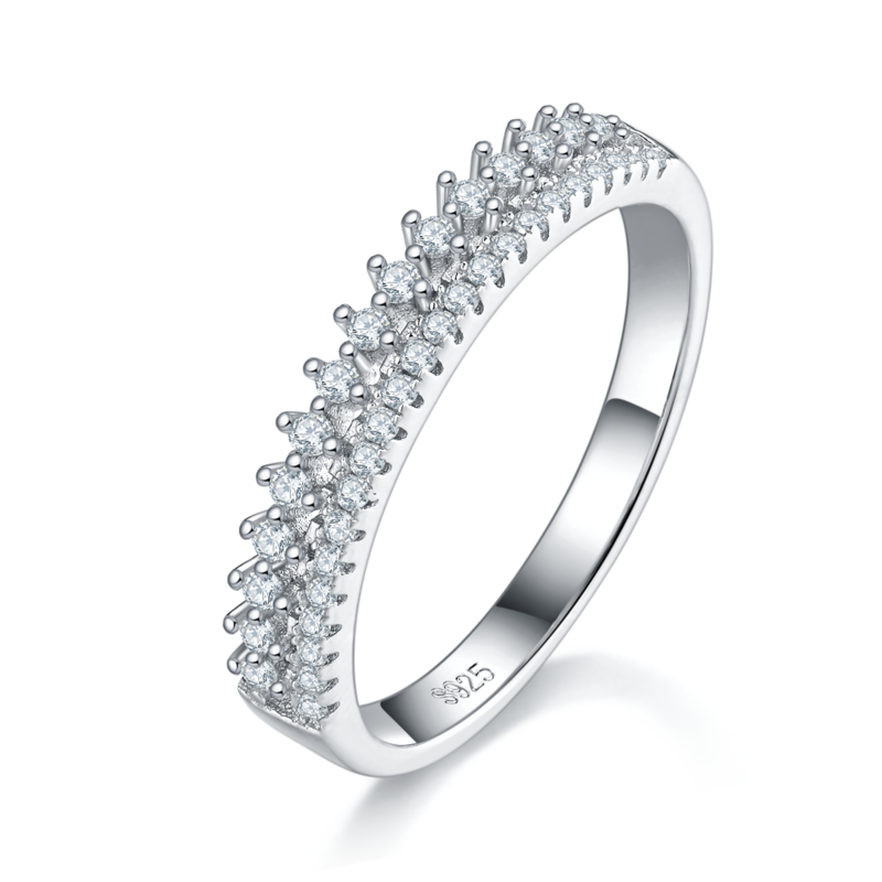 排戒S925银镀白金Women's Ring定制选款副石Moissanite0.4ct