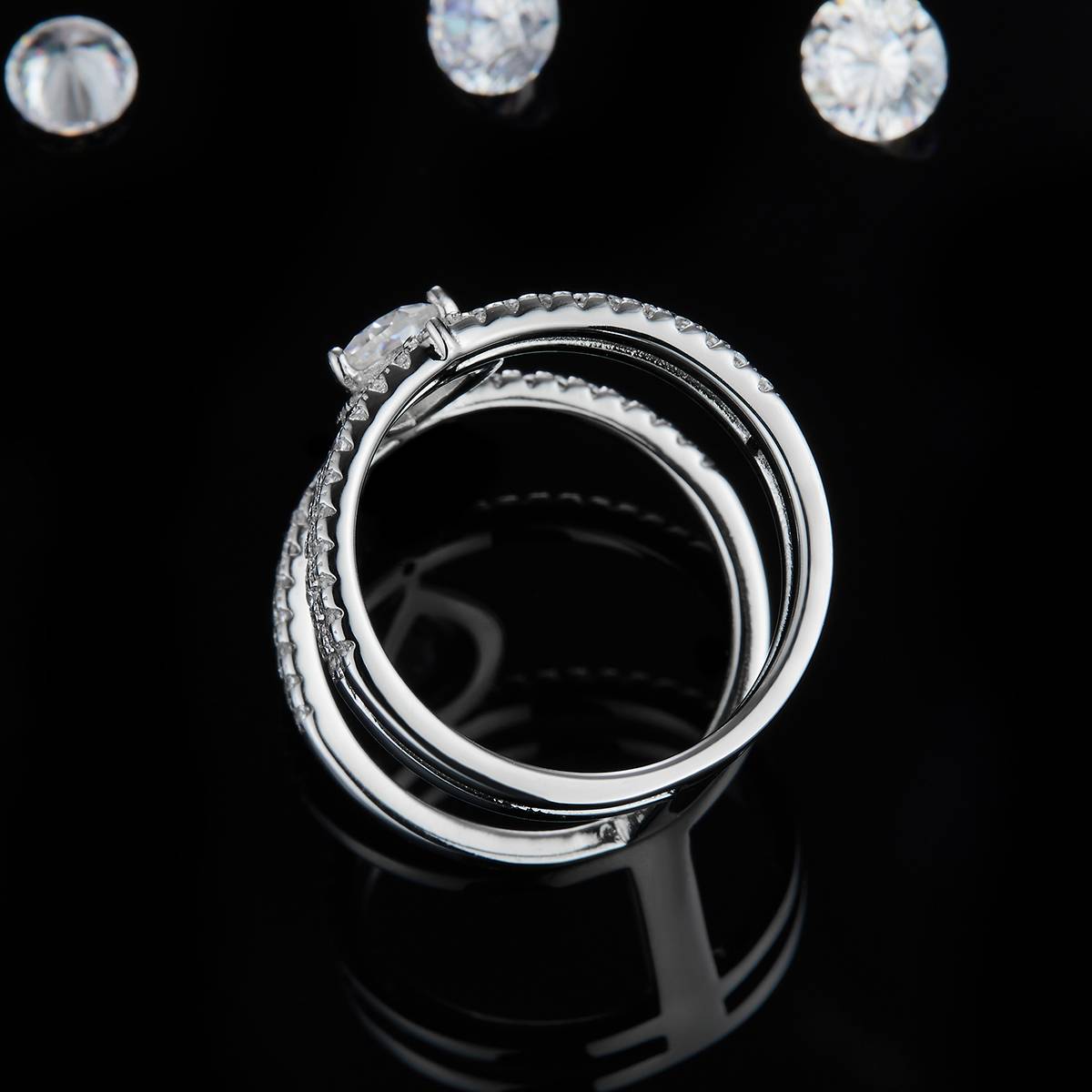 Pear shaped Women's Ring S925 Silver Plated Platinum Customized Selection Main Stone Moissanite Diamond 0.8ct/Secondary Stone High Carbon Diamond