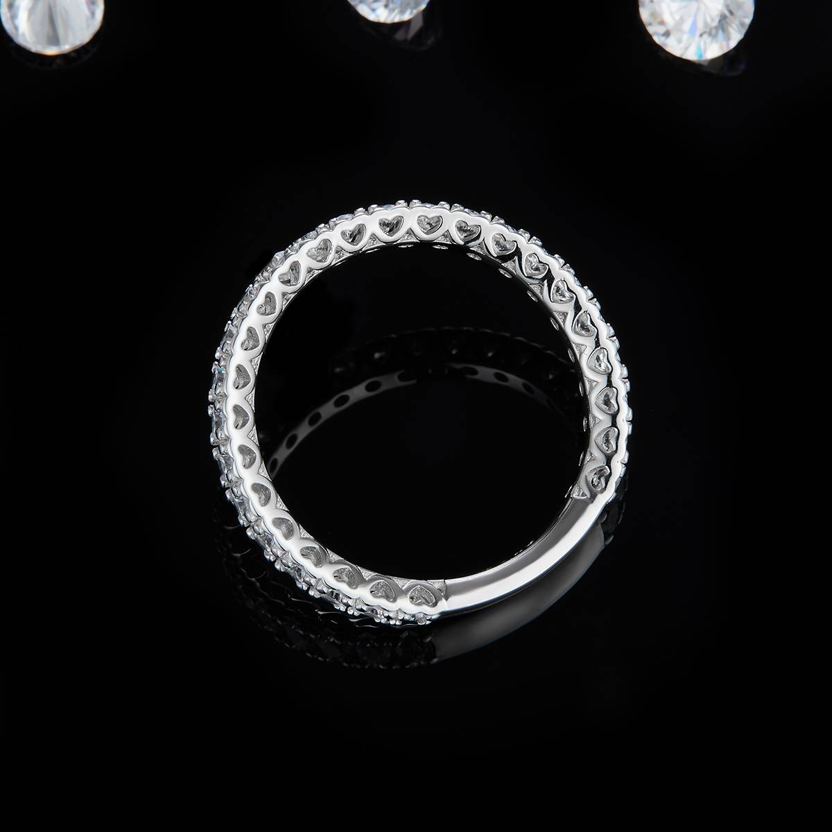 S925 Silver Plated Platinum Women's Ring Customized Selection with Counter Stone Moissanite Diamond 0.75ct