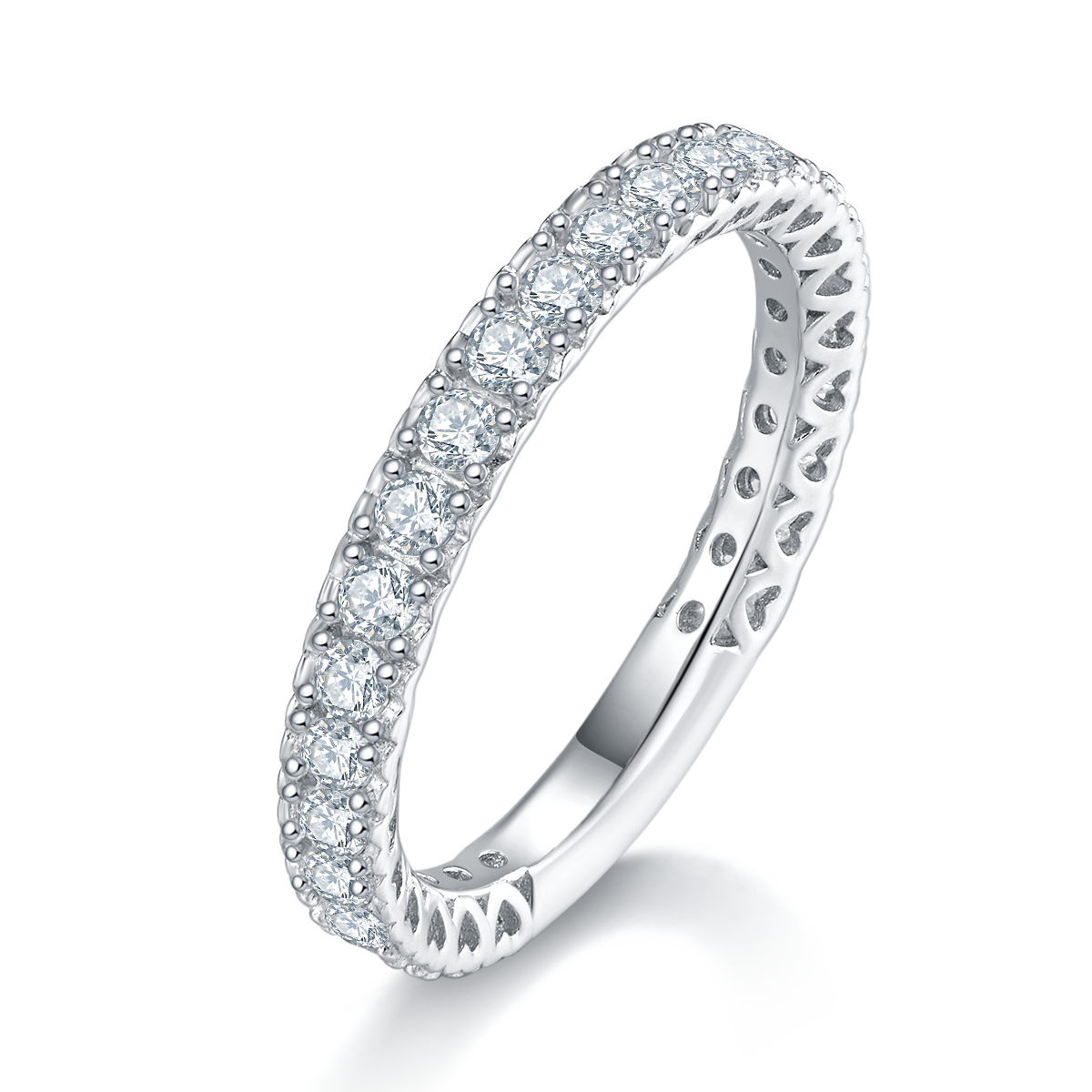 S925 Silver Plated Platinum Women's Ring Customized Selection with Counter Stone Moissanite Diamond 0.75ct