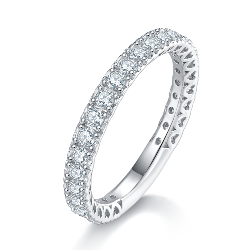 排戒S925银镀白金Women's Ring定制选款副石Moissanite0.75ct