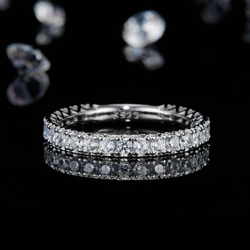 排戒S925银镀白金Women's Ring定制选款副石Moissanite0.75ct