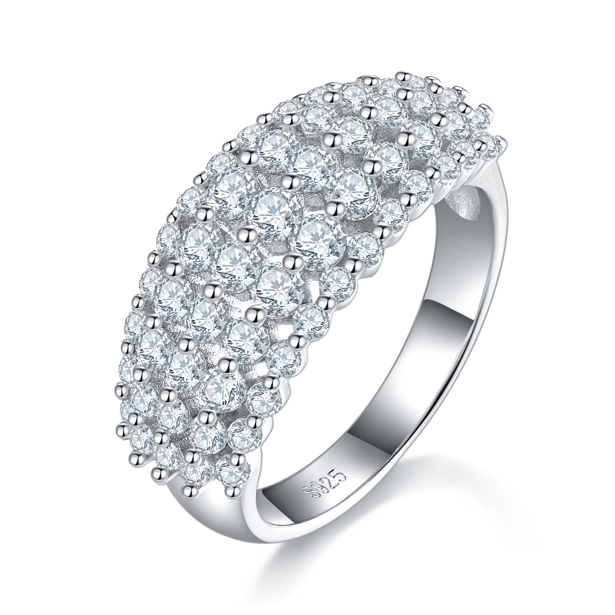 排戒S925银镀白金女戒定制选款副石莫桑钻1.5ct
