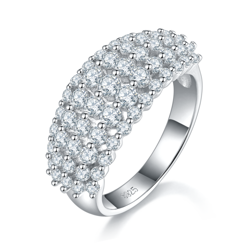 排戒S925银镀白金Women's Ring定制选款副石Moissanite1.5ct