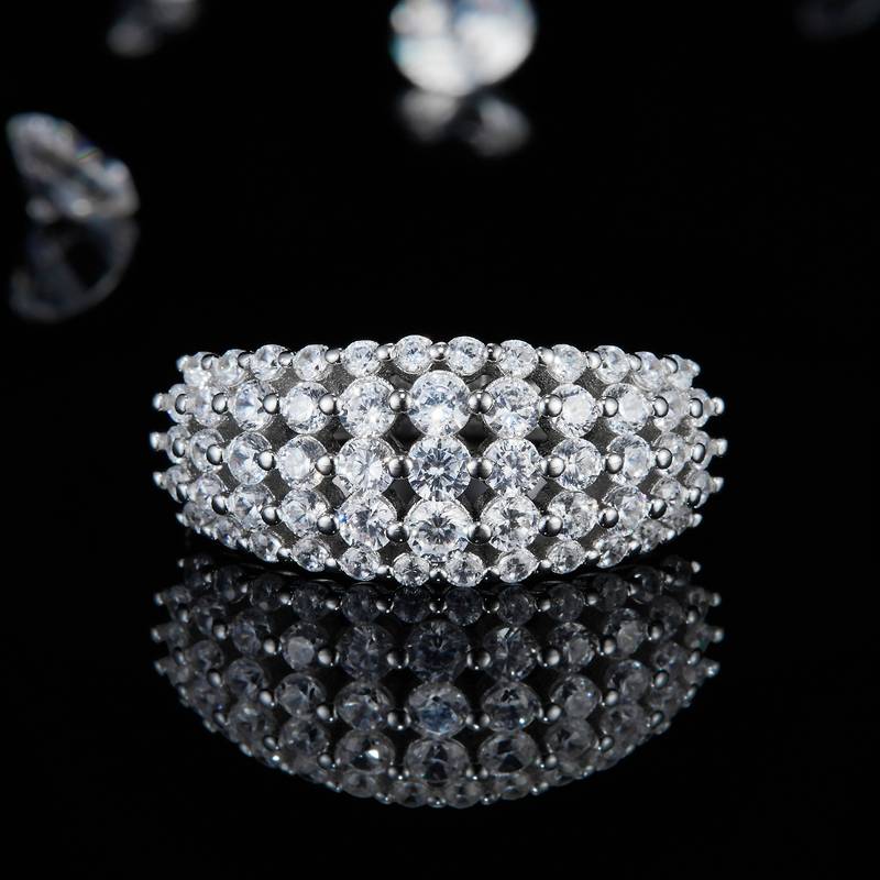 排戒S925银镀白金Women's Ring定制选款副石Moissanite1.5ct