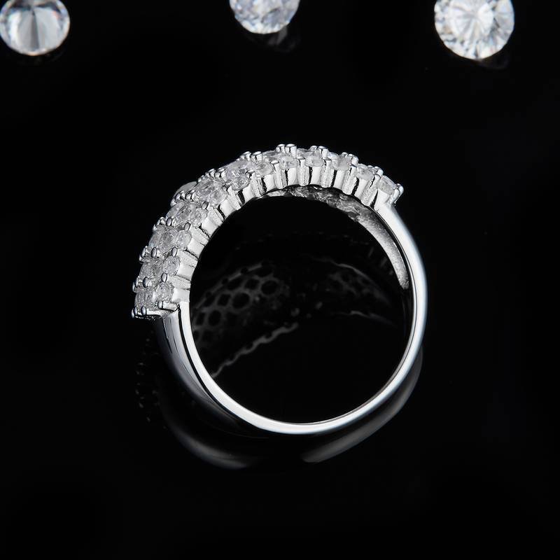 排戒S925银镀白金Women's Ring定制选款副石Moissanite1.5ct