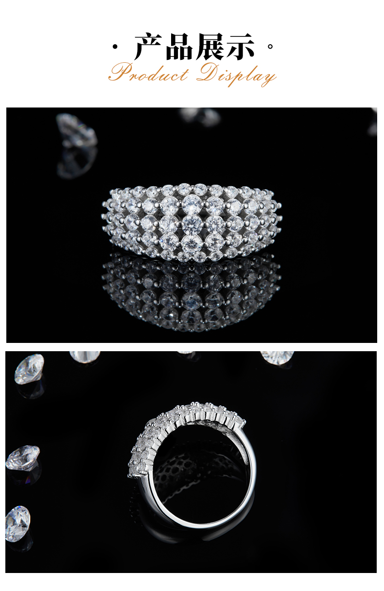 排戒S925银镀白金女戒定制选款副石莫桑钻1.5ct - 3