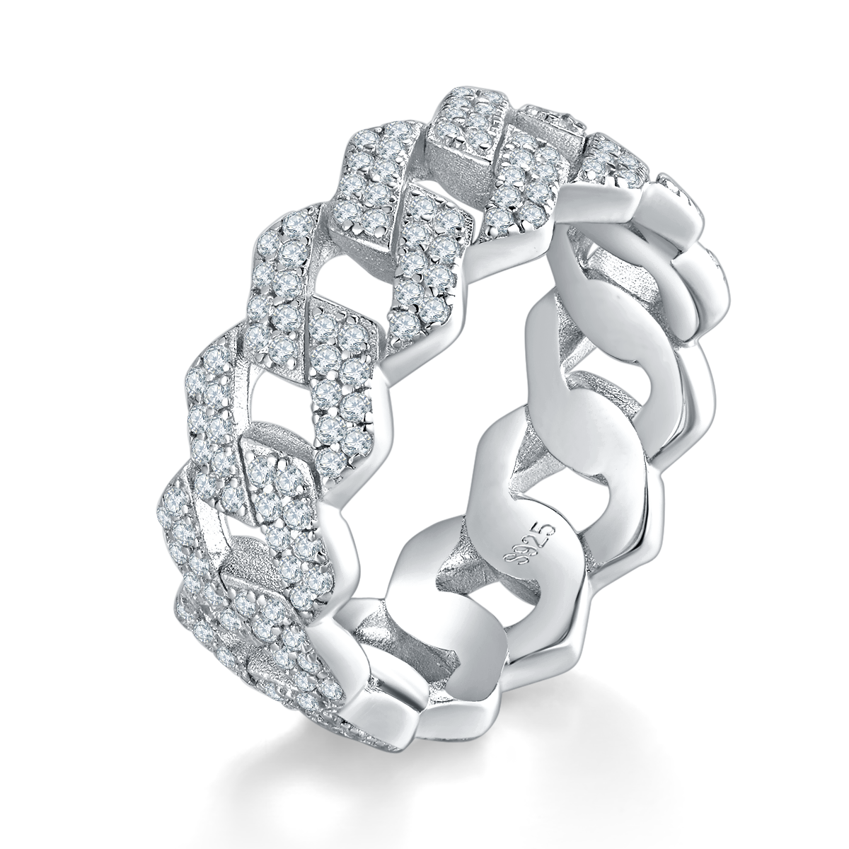 S925 Silver Plated Platinum Women's Ring Customized Selection with Sub Stone Moissanite Diamond 0.95ct