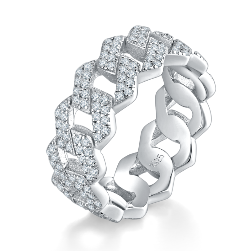排戒S925银镀白金Women's Ring定制选款副石Moissanite0.95ct