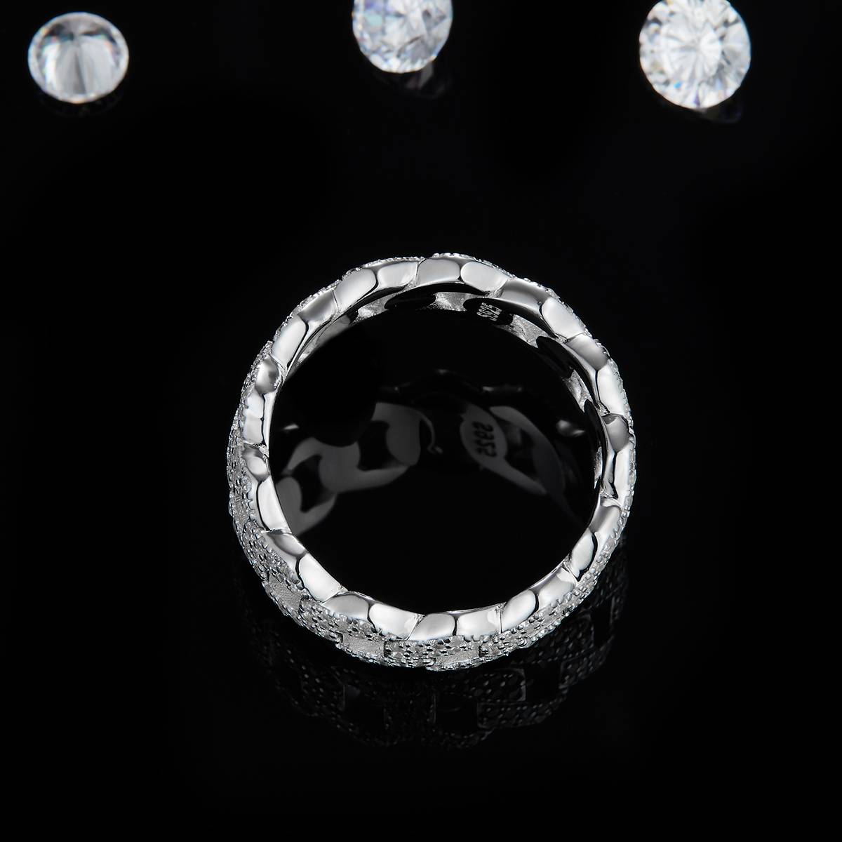 S925 Silver Plated Platinum Women's Ring Customized Selection with Sub Stone Moissanite Diamond 0.95ct