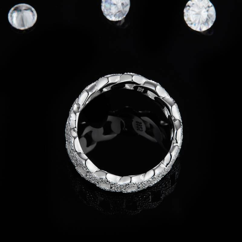 排戒S925银镀白金Women's Ring定制选款副石Moissanite0.95ct
