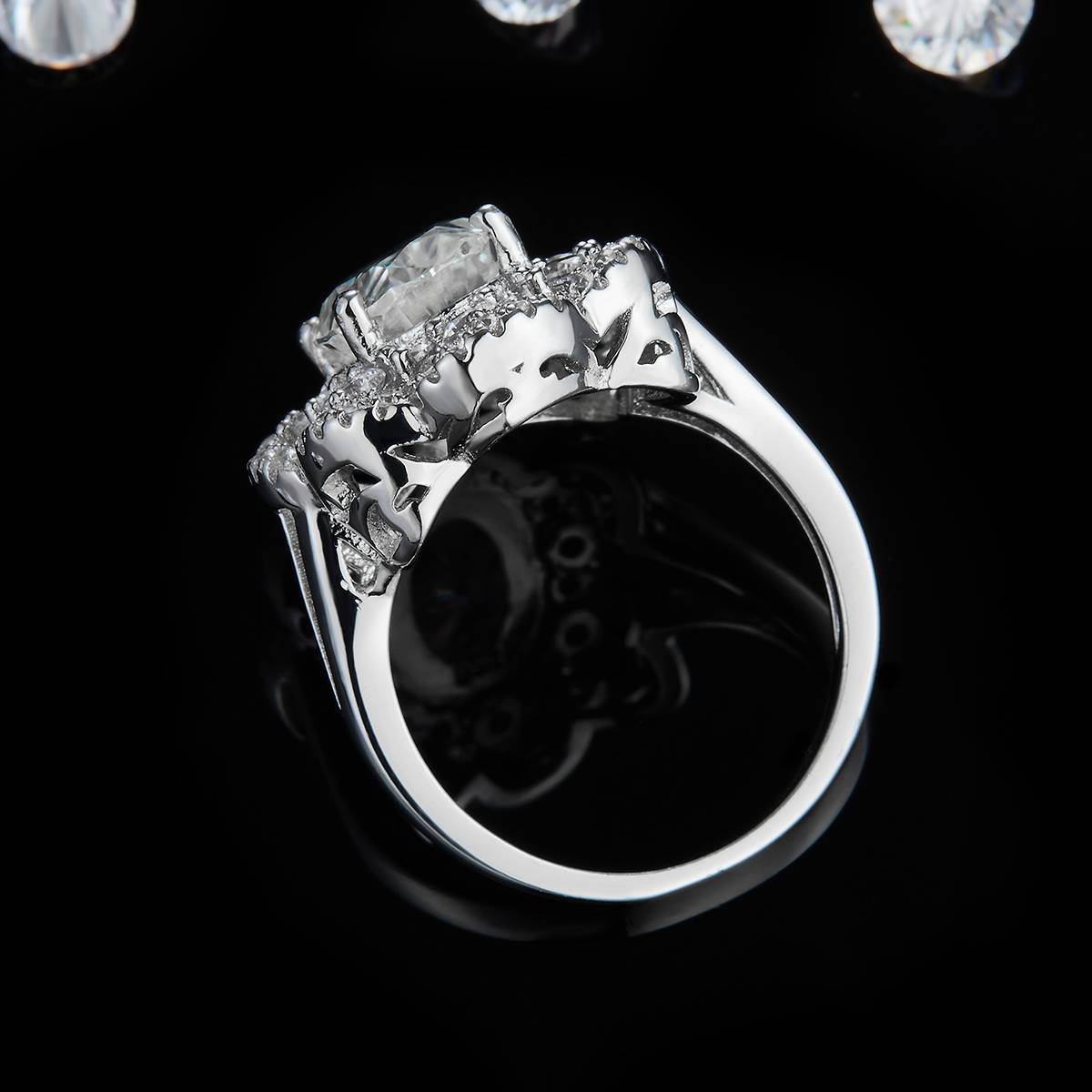 Deluxe Egg shaped Women's Ring S925 Silver Plated Platinum Customized Selection Main Stone Moissanite Diamond 4.5ct/Secondary Stone High Carbon Diamond