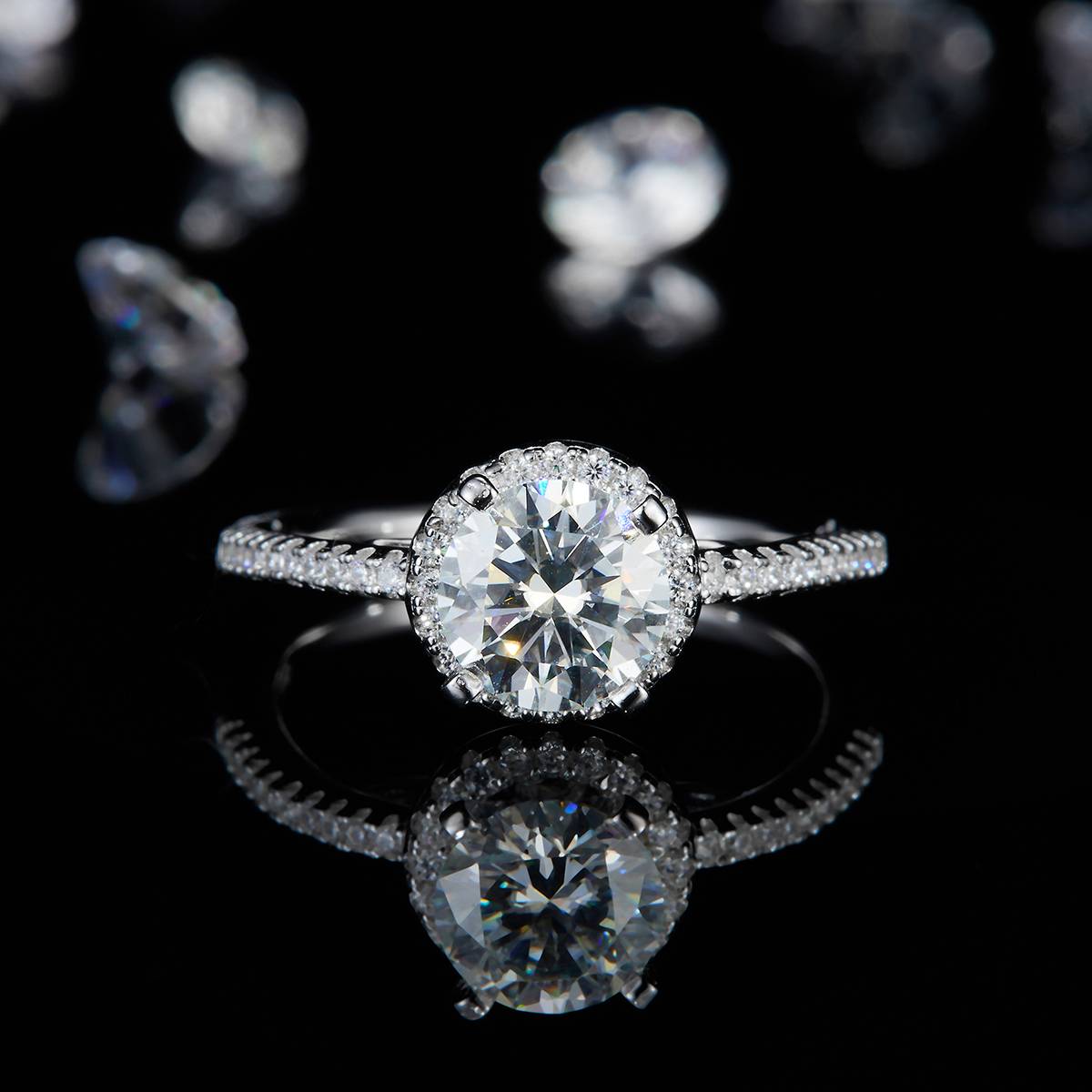 Single Head Women's Ring S925 Silver Plated Platinum Customized Selection Moissanite Diamond 1.2ct/Pair High Carbon Diamond