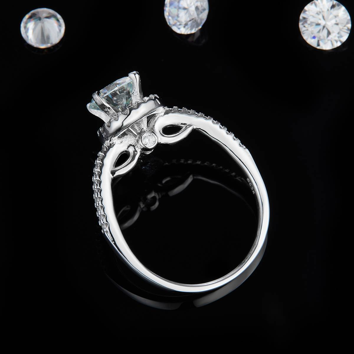 Single Head Women's Ring S925 Silver Plated Platinum Customized Selection Moissanite Diamond 1.2ct/Pair High Carbon Diamond