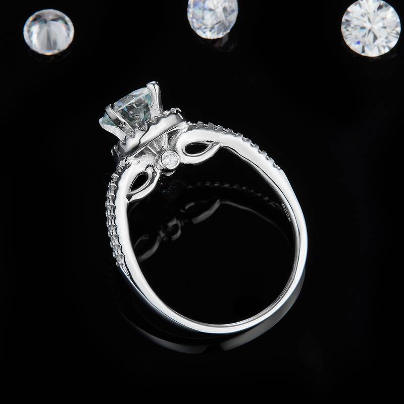 单头Women's RingS925银镀白金定制选款Moissanite1.2ct/副石高碳钻