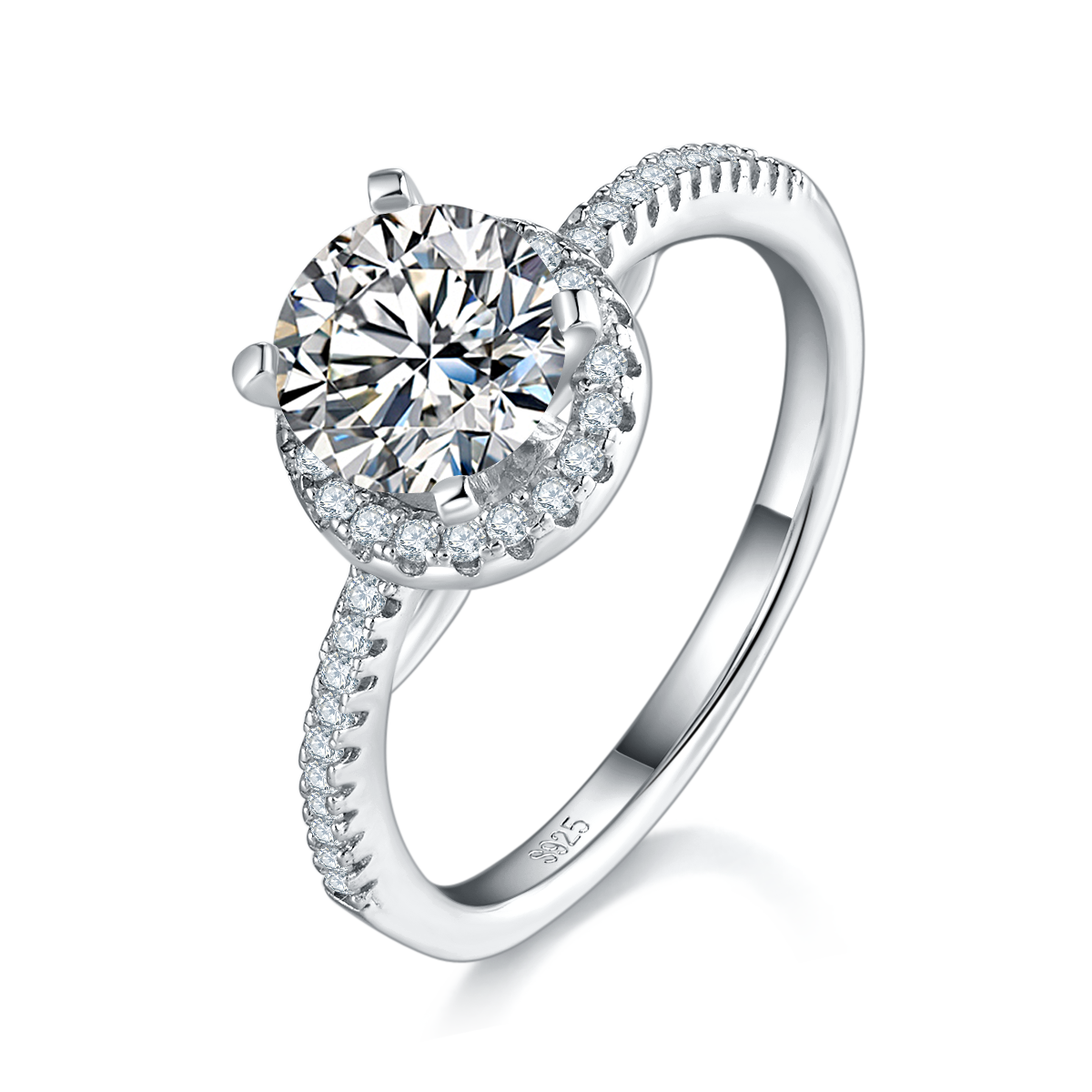 Single Head Women's Ring S925 Silver Plated Platinum Customized Selection Moissanite Diamond 1.2ct/Pair High Carbon Diamond