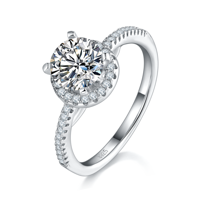 单头Women's RingS925银镀白金定制选款Moissanite1.2ct/副石高碳钻