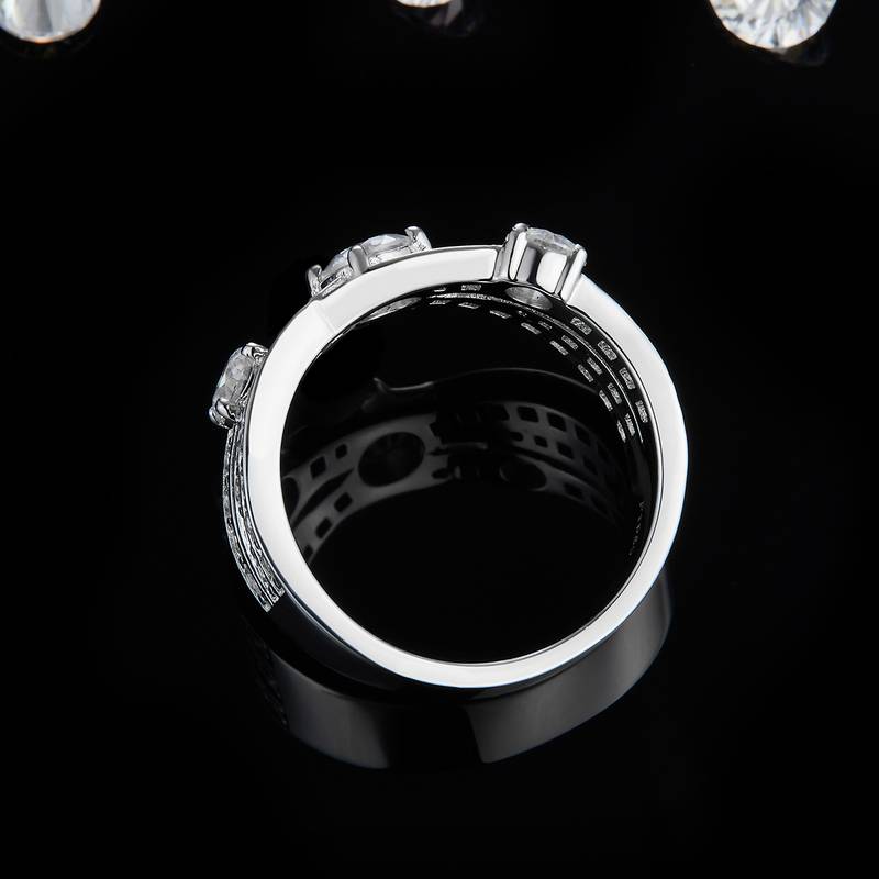 Affordable Luxury满钻Women's RingS925银镀白金定制选款主石Moissanite0.4ct/副石高碳钻