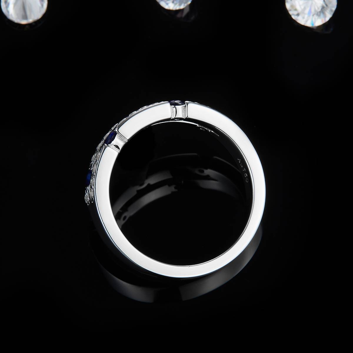 S925 Silver Plated Platinum Women's Ring Customized Selection Secondary Stone Cultivation Blue Treasure Set with Moissanite Diamond 0.45ct