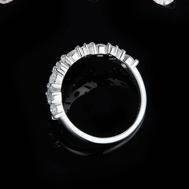 排戒S925银镀白金Women's Ring定制选款副石Moissanite0.8ct