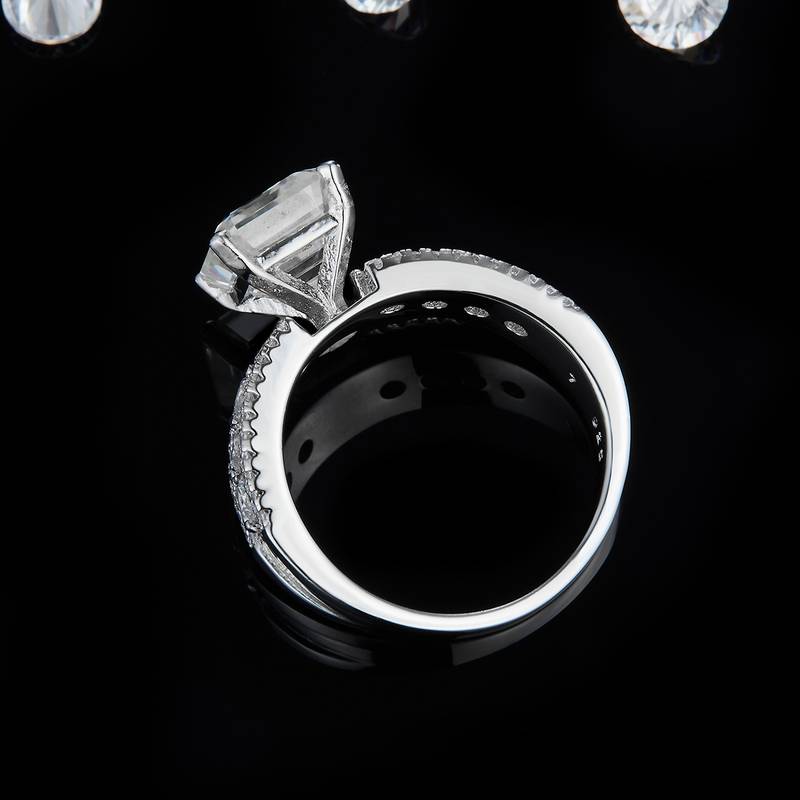 阿斯切Women's RingS925银镀白金定制选款主石Moissanite2.5ct/副石高碳钻