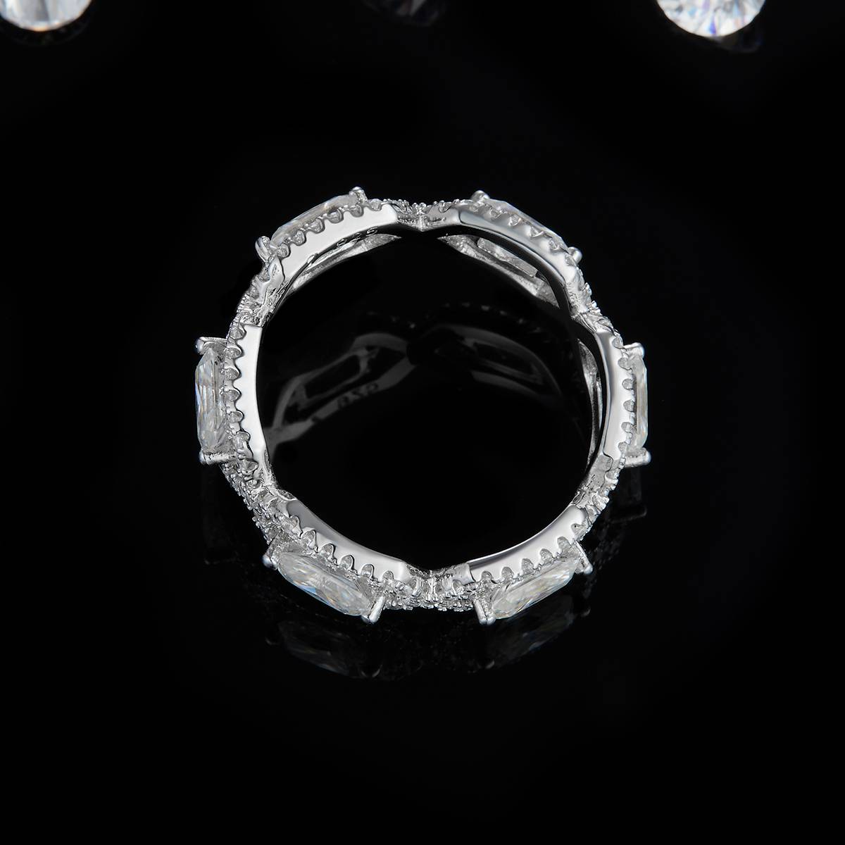 Grandmother Cutting Ring S925 Silver Plated Platinum Customized Selection Main Stone Moissanite Diamond 3.58ct/Secondary Stone High Carbon Diamond