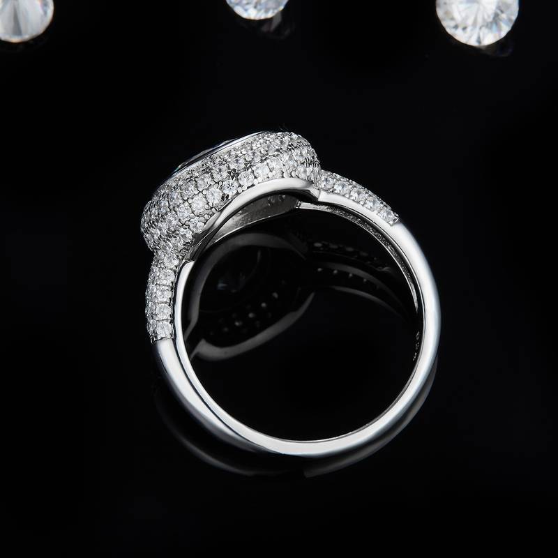 圆包Women's RingS925银镀白金定制选款主石Moissanite3.0ct/副石高碳钻