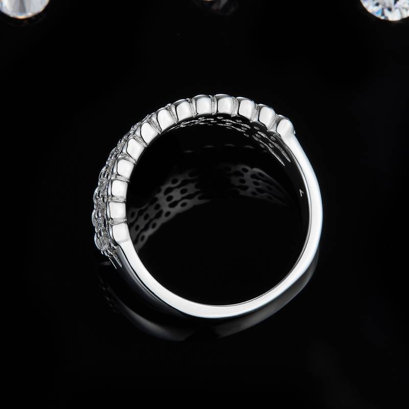 排戒S925银镀白金Women's Ring定制选款副石Moissanite0.95ct