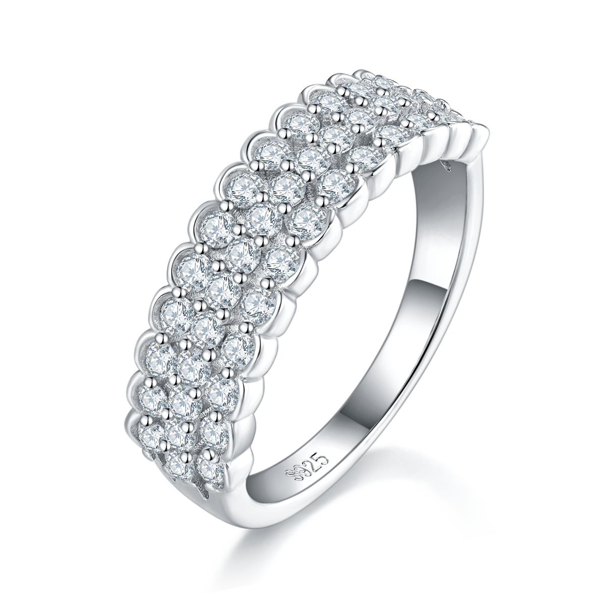 S925 Silver Plated Platinum Women's Ring Customized Selection with Sub Stone Moissanite Diamond 0.95ct