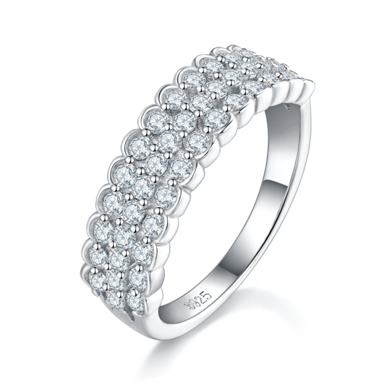 排戒S925银镀白金Women's Ring定制选款副石Moissanite0.95ct