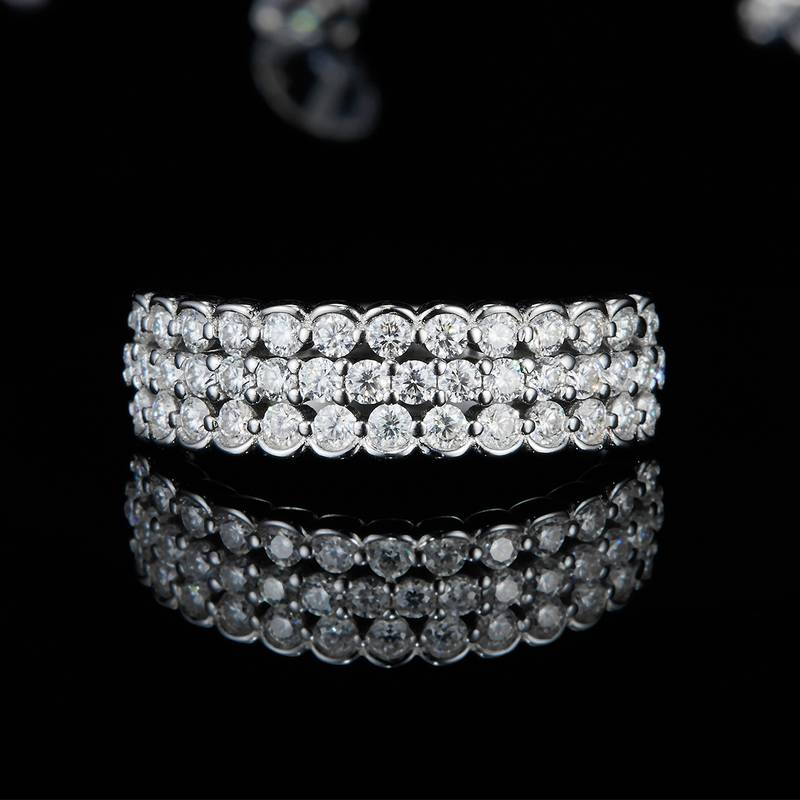 排戒S925银镀白金Women's Ring定制选款副石Moissanite0.95ct