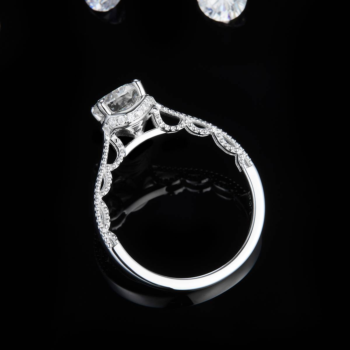 Single Head Women's Ring S925 Silver Plated Platinum Customized Selection Main Stone Moissanite Diamond 1.0ct/Secondary Stone High Carbon Diamond