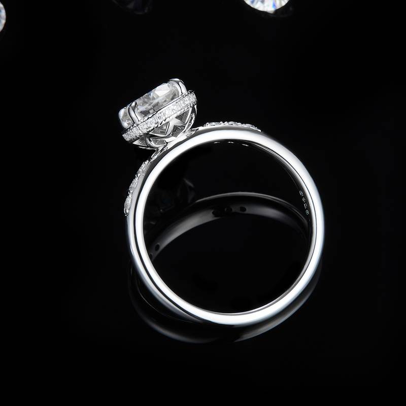 单头Women's RingS925银镀白金定制选款主石Moissanite1.2ct/副石高碳钻
