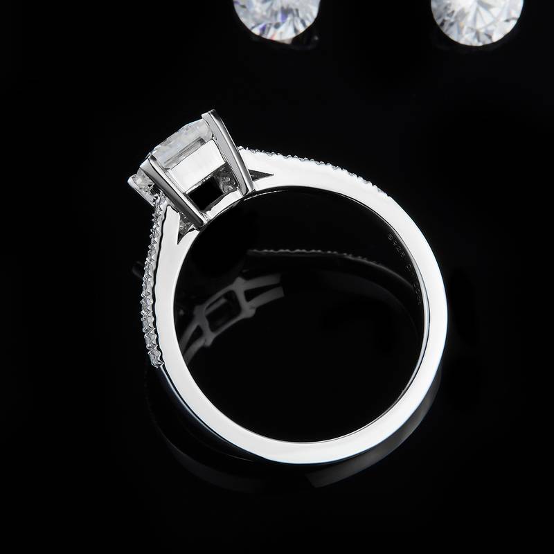 公主方Women's RingS925银镀白金定制选款主石Moissanite0.8ct/副石高碳钻