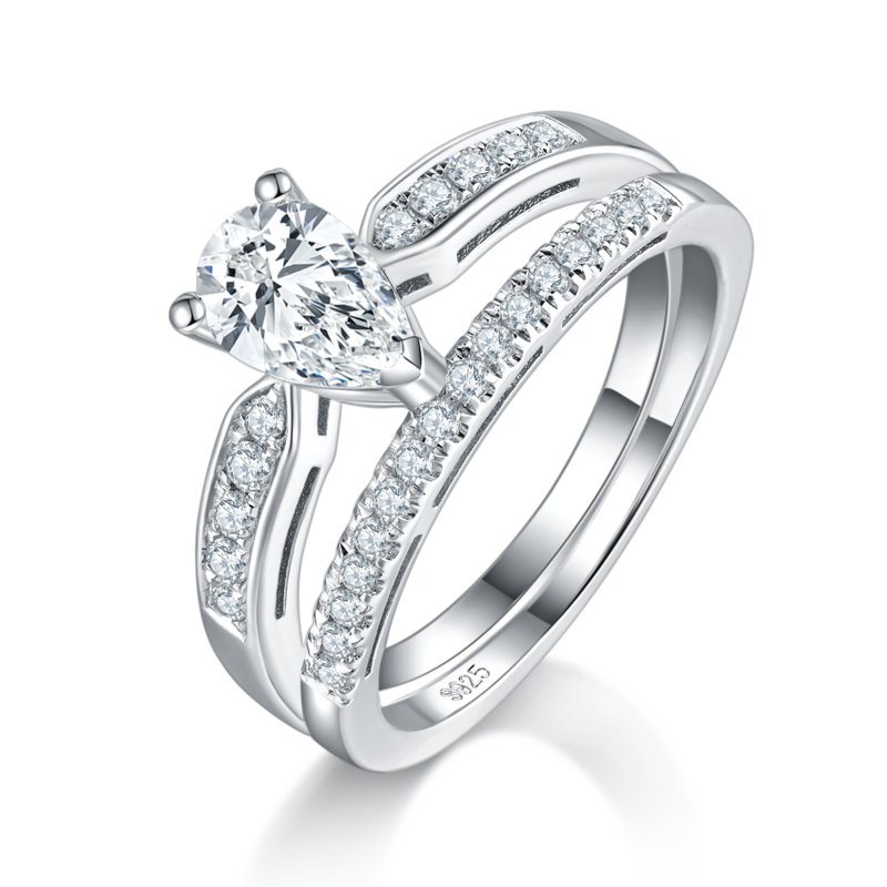 公主方Women's RingS925银镀白金定制选款主石Moissanite1.0ct/副石高碳钻
