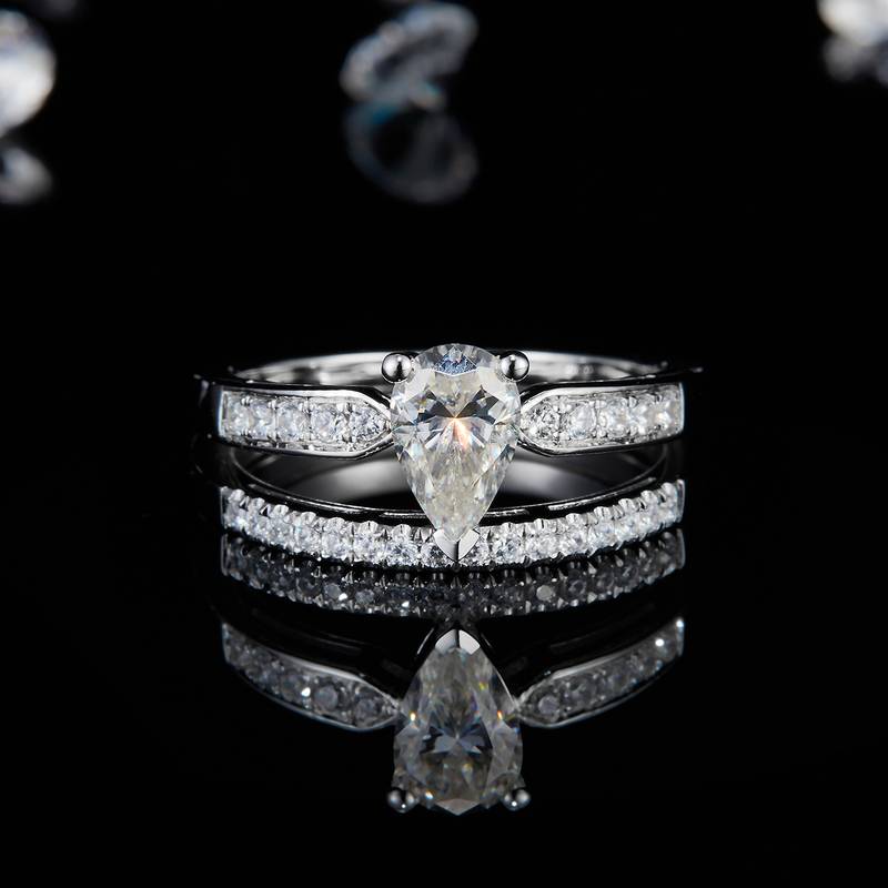 公主方Women's RingS925银镀白金定制选款主石Moissanite1.0ct/副石高碳钻