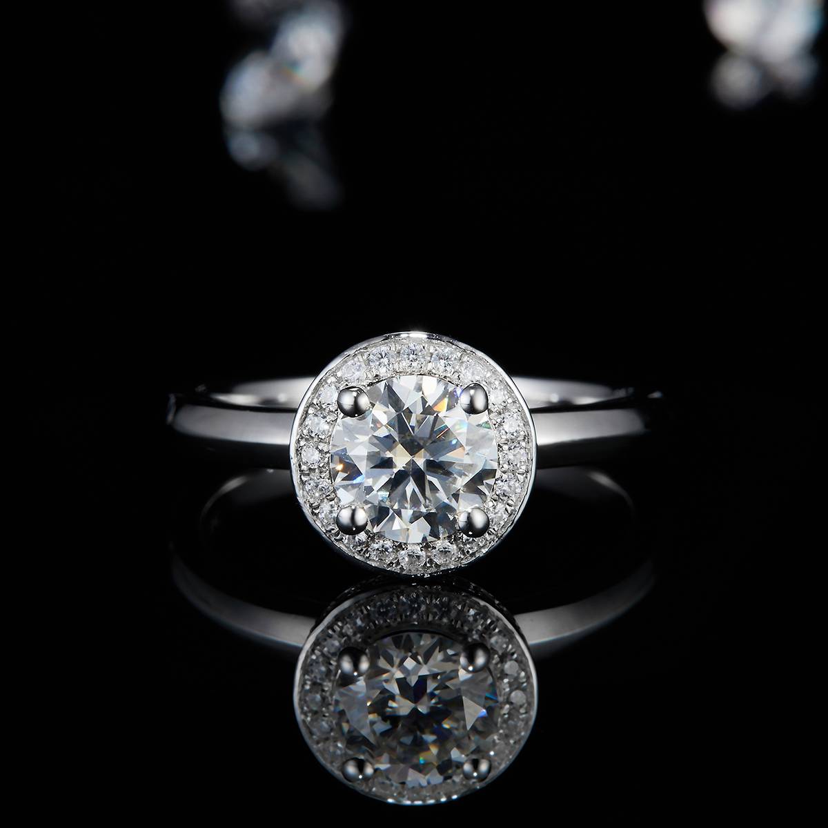 Round Bag Women's Ring S925 Silver Plated Platinum Customized Selection Main Stone Moissanite 1.0ct/Sub Stone Cubic Zirconia