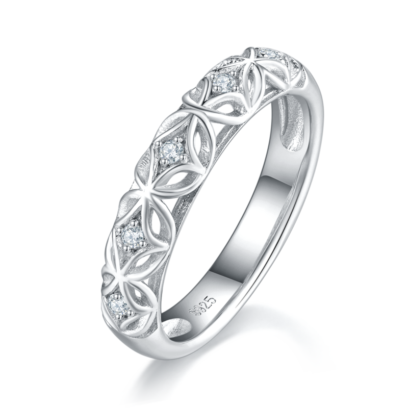 S925银镀白金主副套戒叠戴女戒定制选款主石莫桑钻1.0ct/副石高碳钻