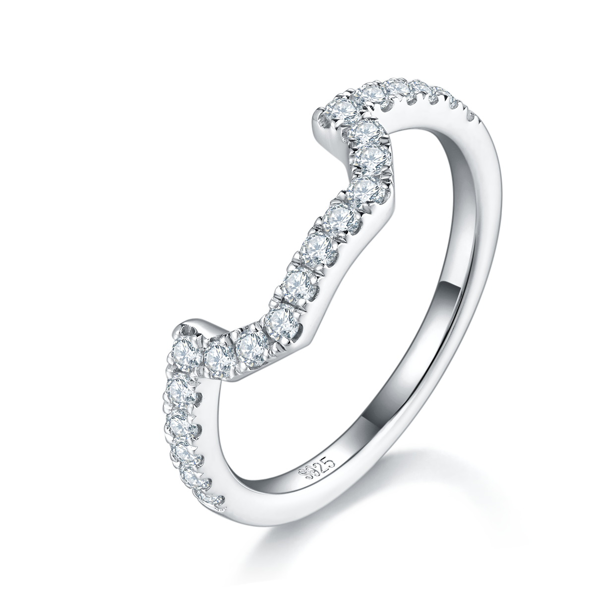 S925 Silver Plated Platinum Primary and Secondary Set Ring Stacked Women's Ring Customized Selection Main Stone Moissanite 1.0ct/Side Stone Cubic Zirconia