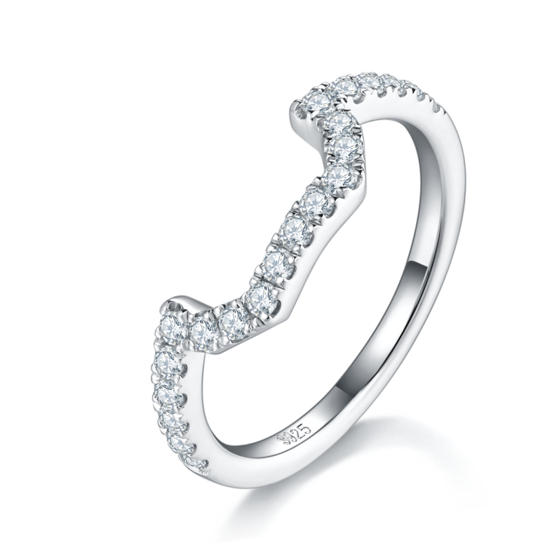 S925银镀白金主副套戒叠戴Women's Ring定制选款主石Moissanite1.0ct/副石高碳钻