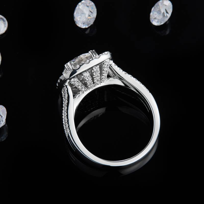 豪华满钻Women's RingS925银镀白金定制选款主石Moissanite2.5ct/副石高碳钻