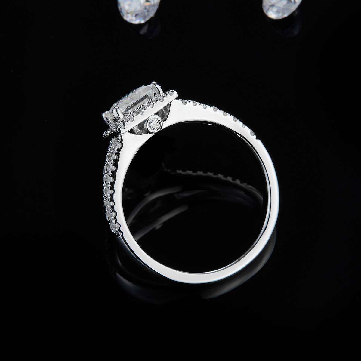 Princess Women's Ring S925 Silver Plated Platinum Customized Selection Main Stone Moissanite 1.0ct/Side Stone Cubic Zirconia