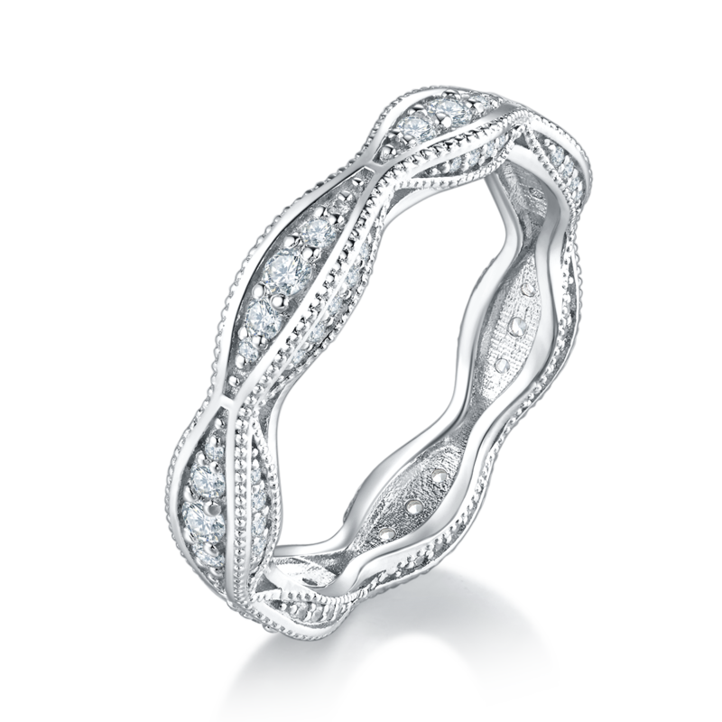 S925银镀白金主副套戒叠戴Women's Ring定制选款主石Moissanite1.5ct/副石高碳钻