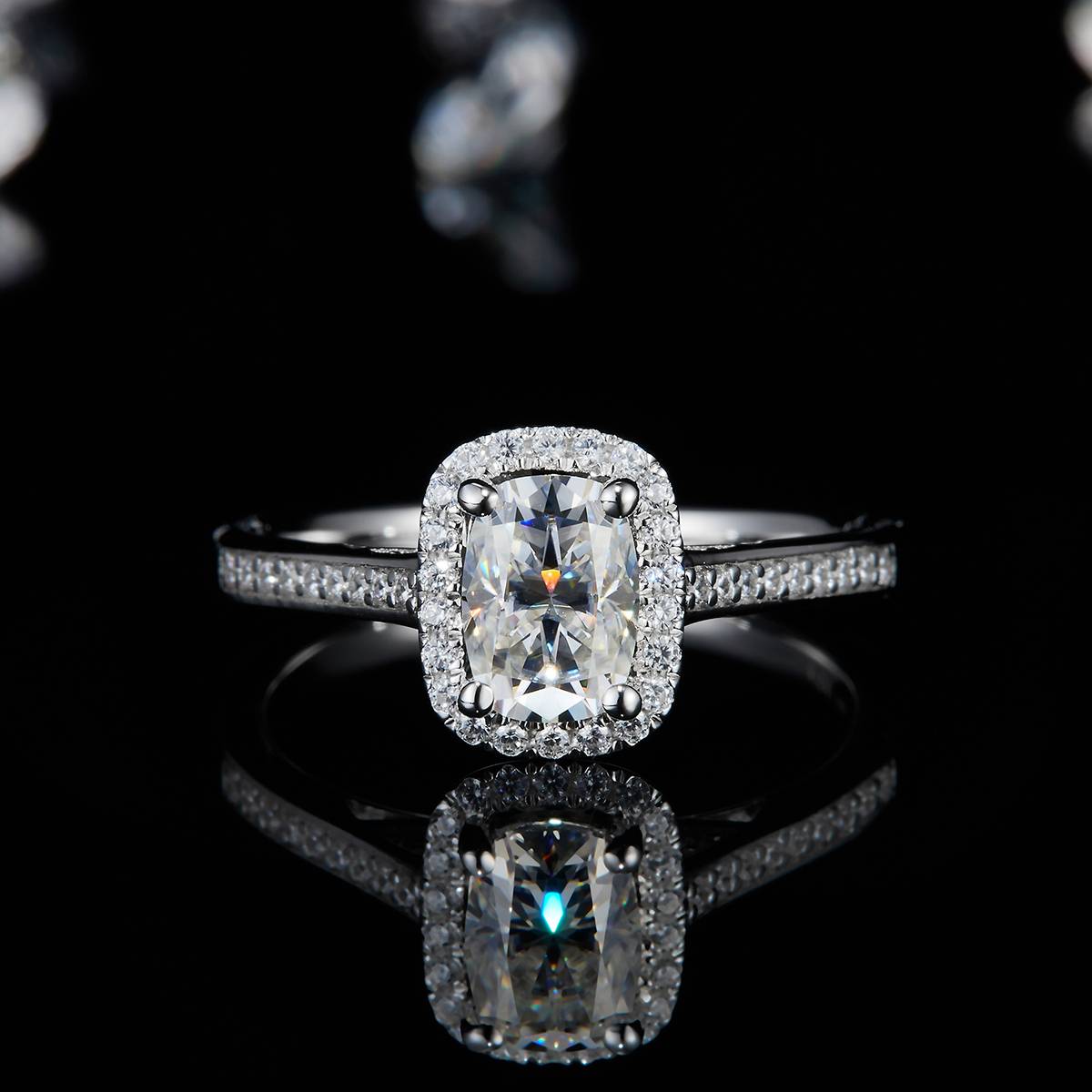 Radiant Round Bag Women's Ring S925 Silver Plated Platinum Customized Selection Main Stone Moissanite 1.0ct/Side Stone Cubic Zirconia
