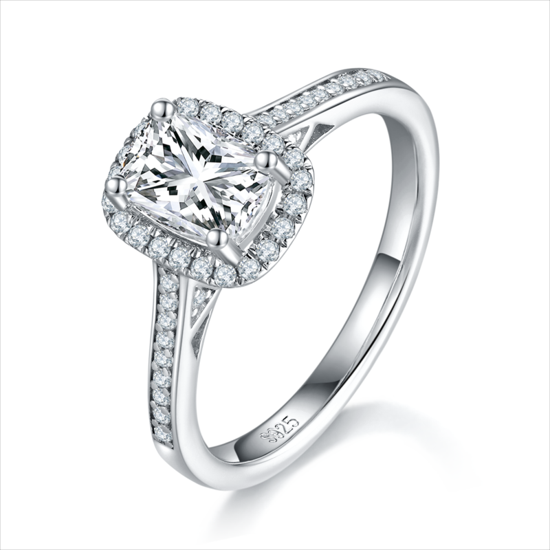 雷迪恩圆包Women's RingS925银镀白金定制选款主石Moissanite1.0ct/副石高碳钻