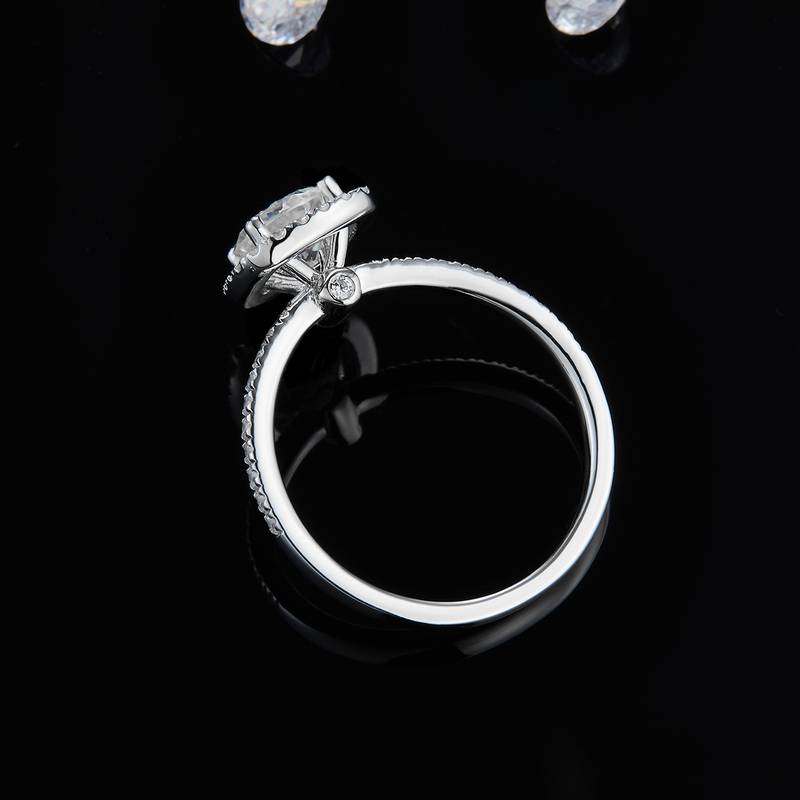 方包Women's RingS925银镀白金定制选款主石Moissanite1.0ct/副石高碳钻