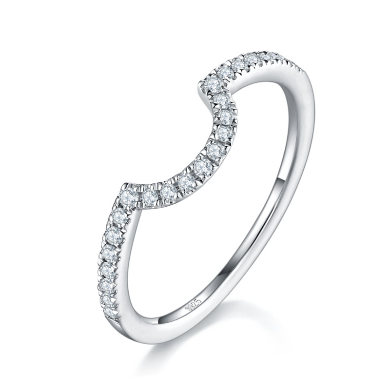 S925银镀白金主副套戒叠戴女戒定制选款主石莫桑钻1.0ct/副石高碳钻