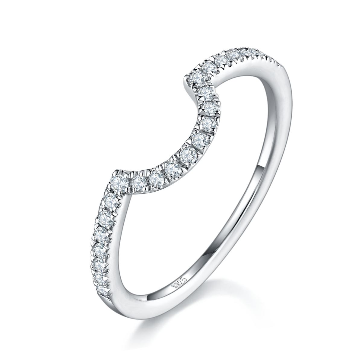 S925银镀白金主副套戒叠戴女戒定制选款主石莫桑钻1.0ct/副石高碳钻